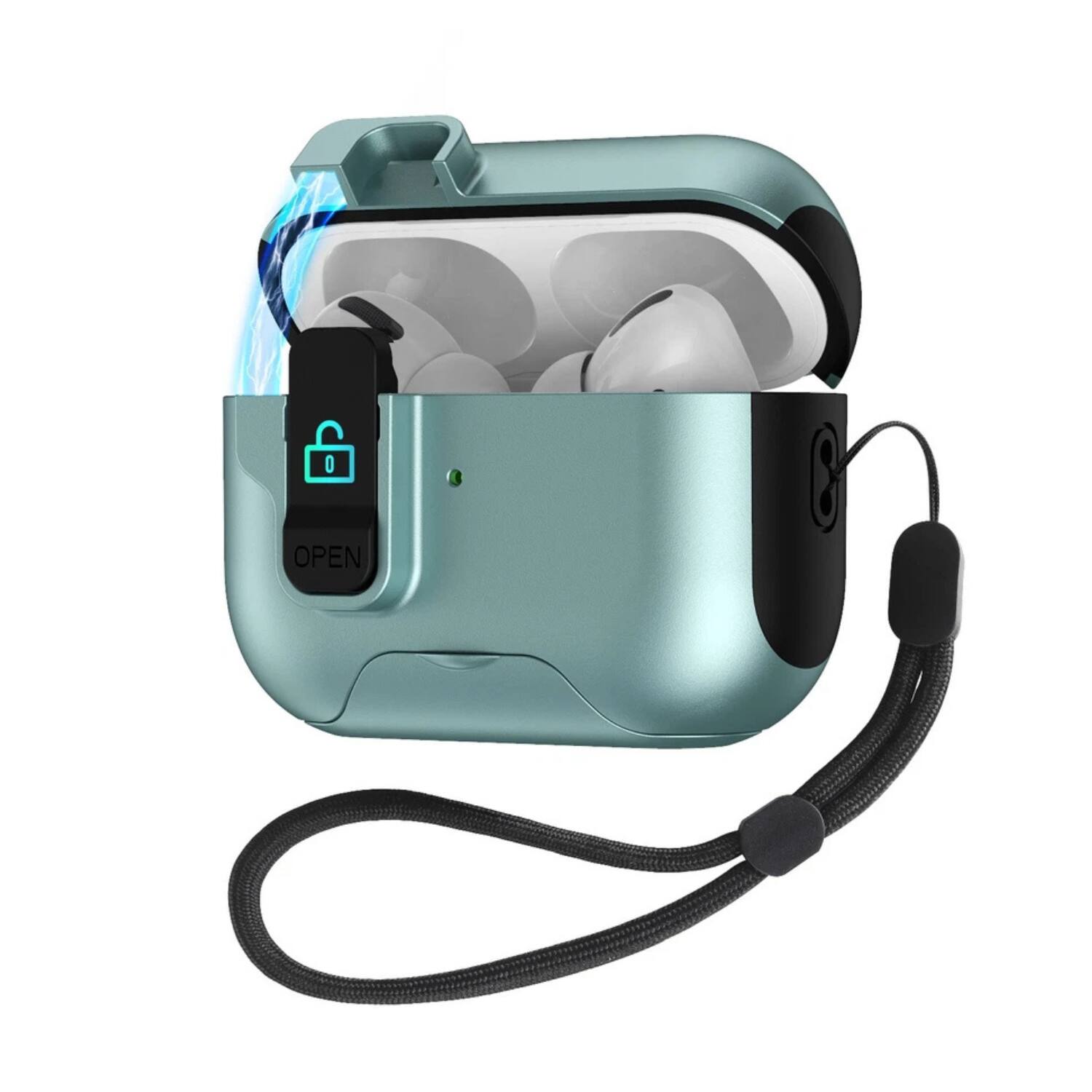Front. Stock Preferred - For AirPods Pro 3rd Gen. 2025 Case with Kickstand Phone Holder - Green.