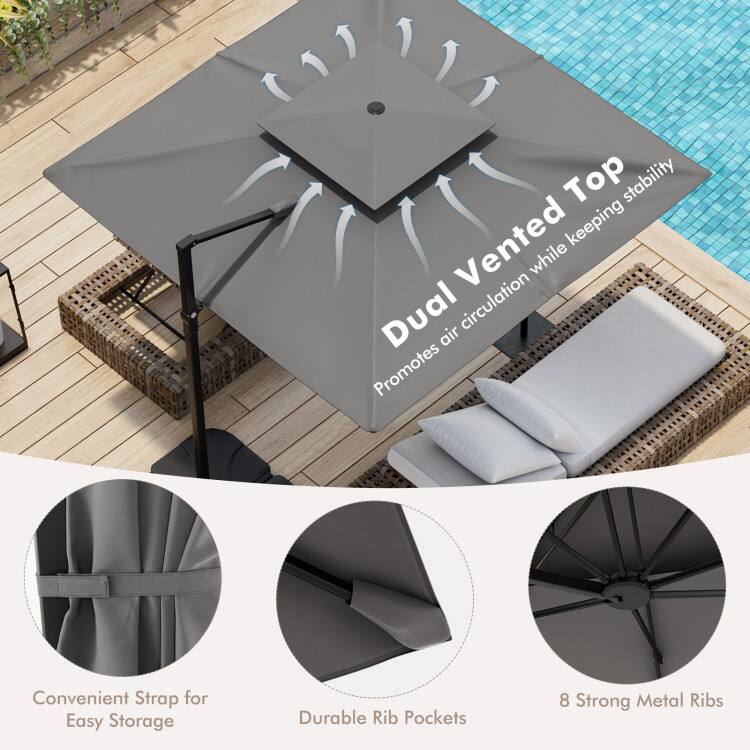 - Dual Vented Top: Promotes air circulation while keeping stability
- Convenient Strap for Easy Storage
- Durable Rib Pockets
- 8 Strong Metal Ribs