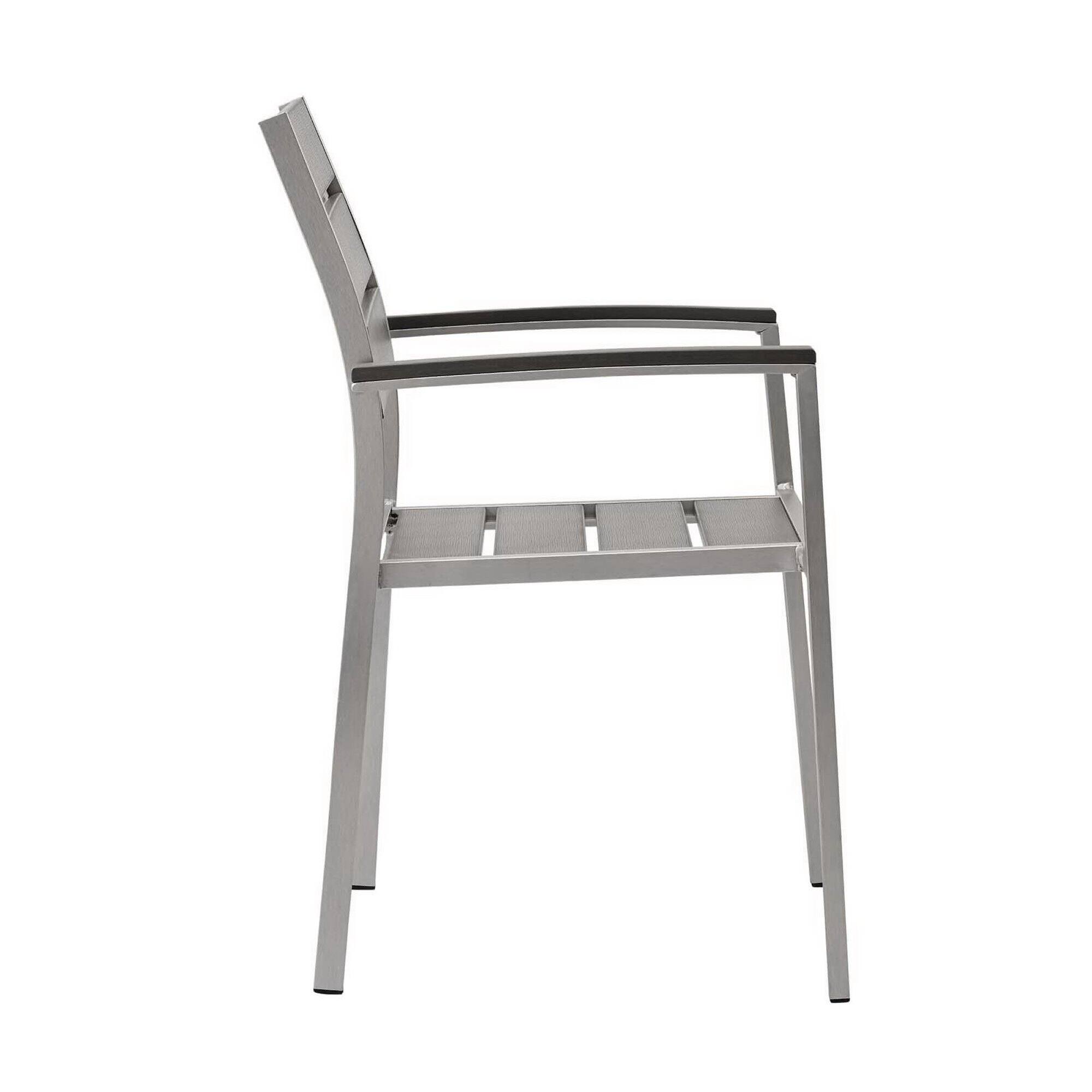 Left. Modway - Shore Outdoor Patio Aluminum Dining Armchair by Modway - Silver Gray.