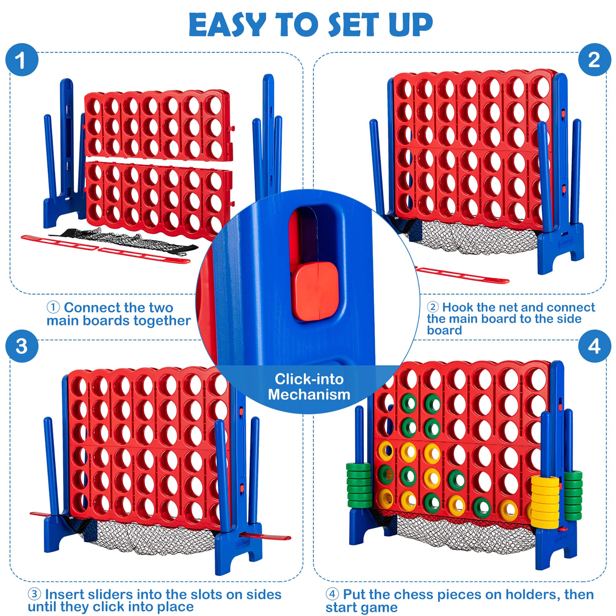 Costway 4 to Score Giant Game Set 4 in a Row Connect Game W/Net