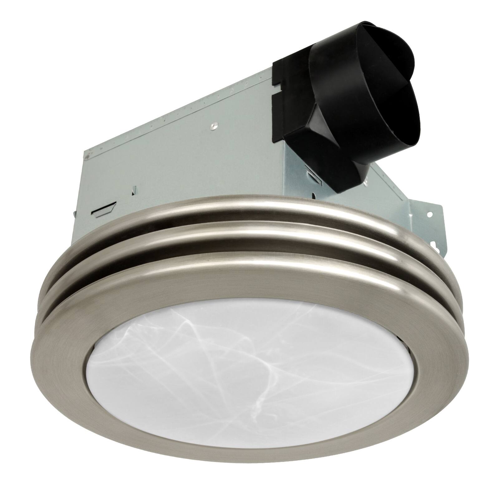Angle. Akicon - Decorative Brushed Nickel 80 CFM Ceiling Bathroom Exhaust Fan with LED Light - Brushed Nickel.