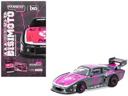 Tarmac Works - Porsche 935 K3V Bisimoto Hood and Top with Tarmac Cards Hobby64 Series 1/64 Diecast Model - Gray Metallic with Pink