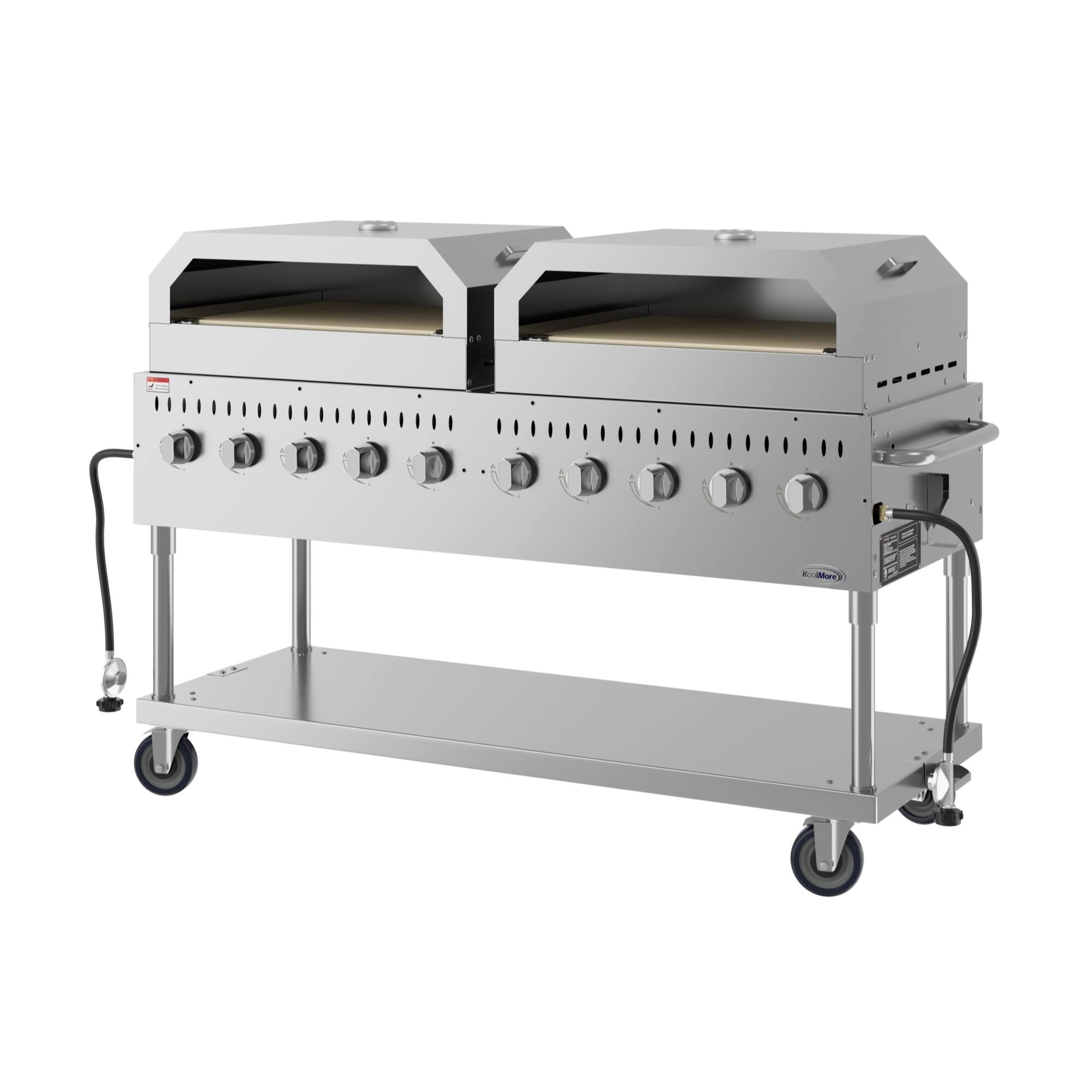 Alt View 2. Koolmore - 72 in. Commercial Outdoor Propane Gas Grill with Two 36 in. Pizza Ovens in Stainless-Steel, ETL Listed (CGKIT7-P36P36) - Stainless Steel.