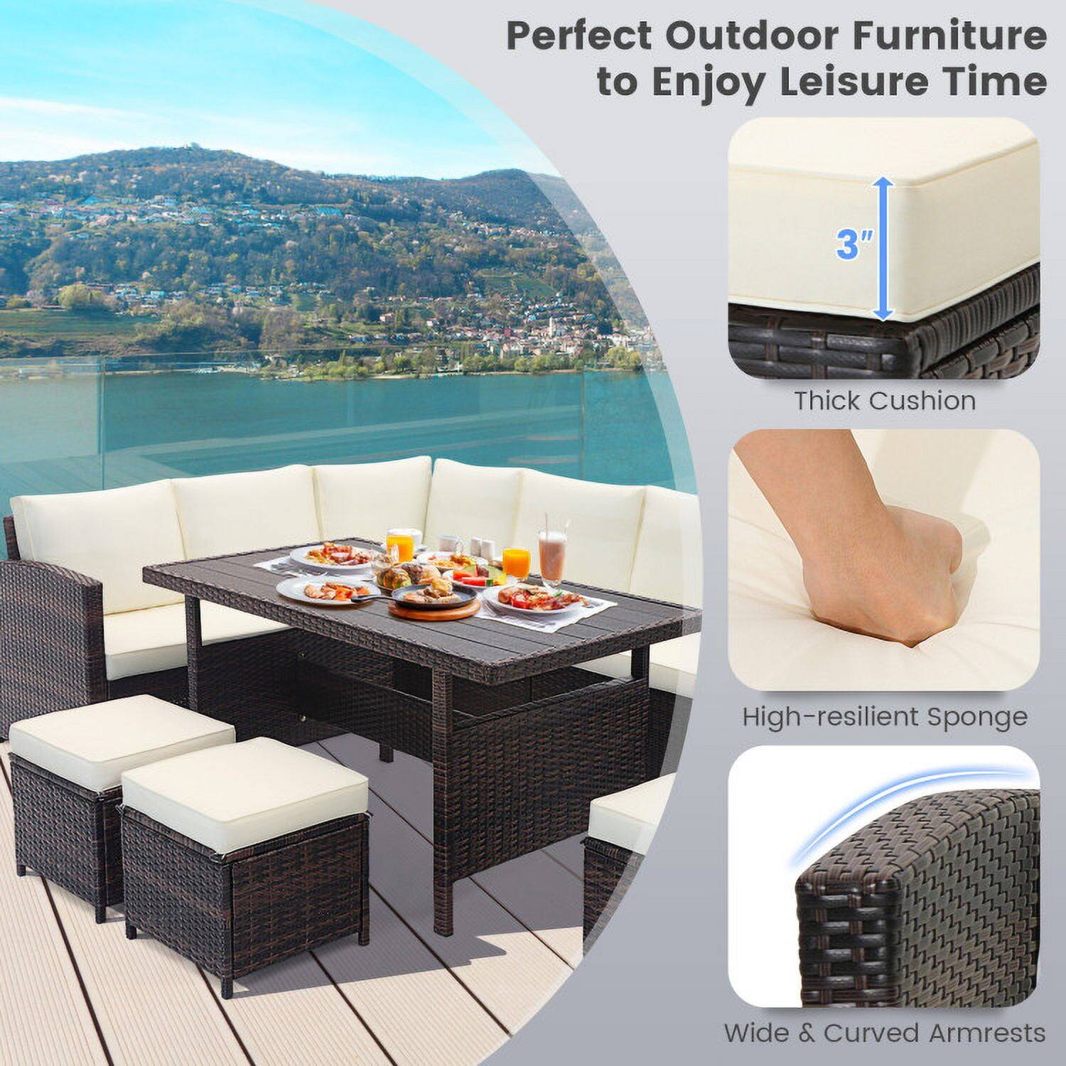 Perfect Outdoor Furniture to Enjoy Leisure Time

- 3" Thick Cushion
- High-resilient Sponge
- Wide & Curved Armrests