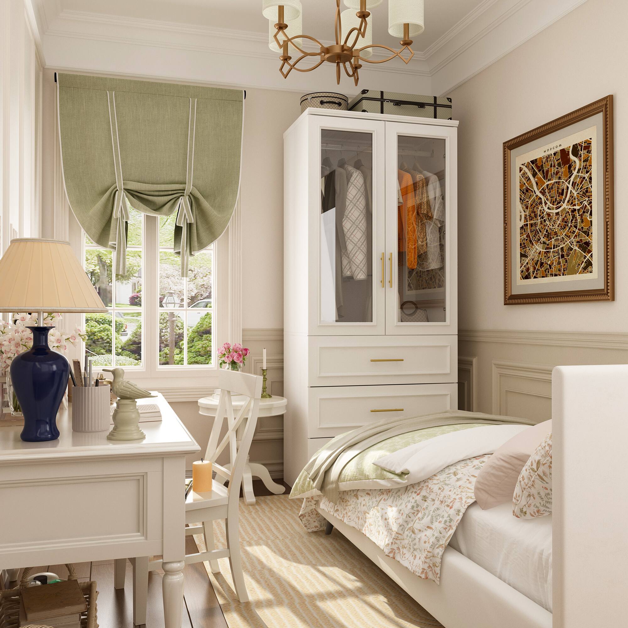 Alt View 5. FUFU & GAGA - FUFU&GAGA  Wardrobe with Tempered Glass & Anti - Tip Design - White.