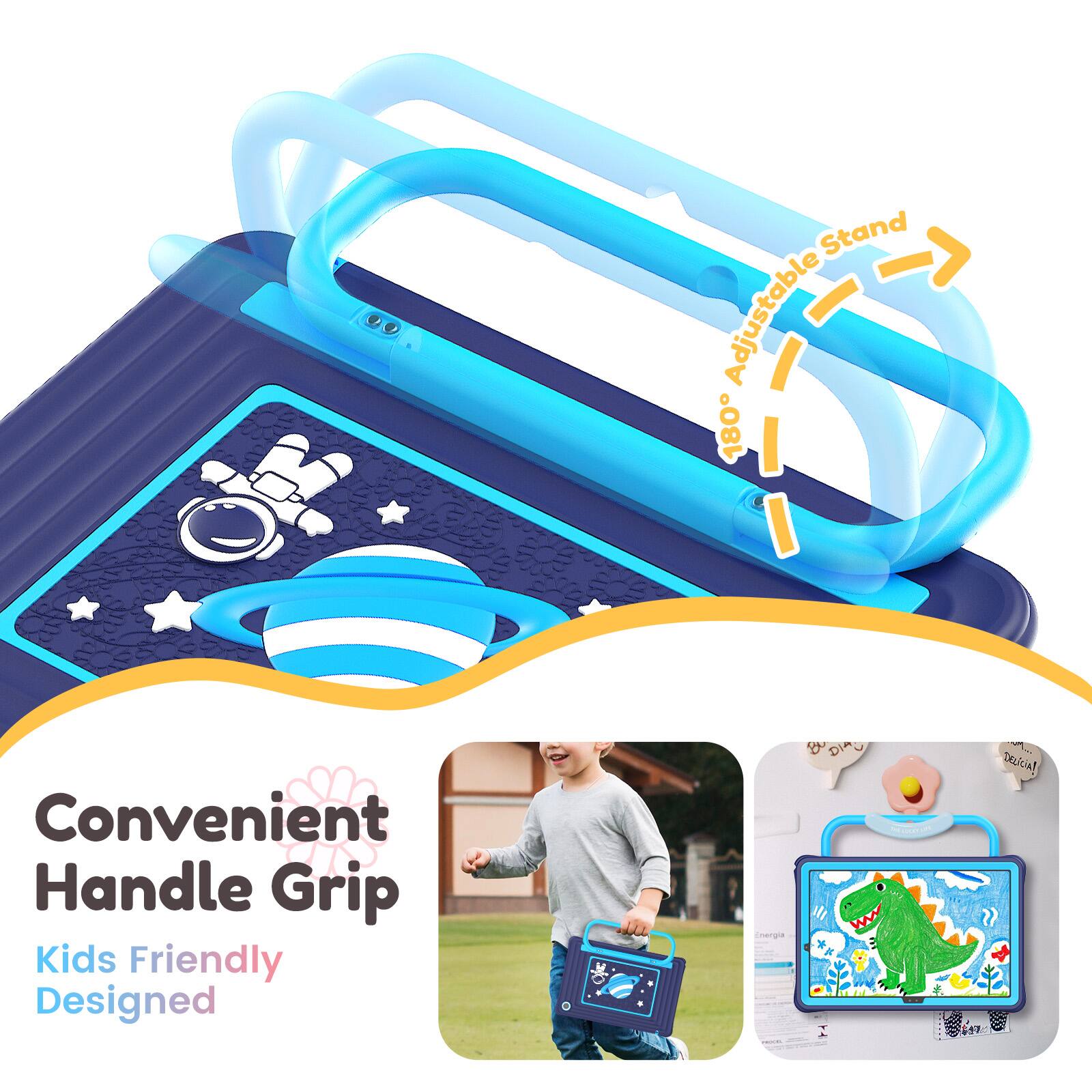 Convenient Handle Grip  
Kids Friendly Designed  
180° Adjustable Stand