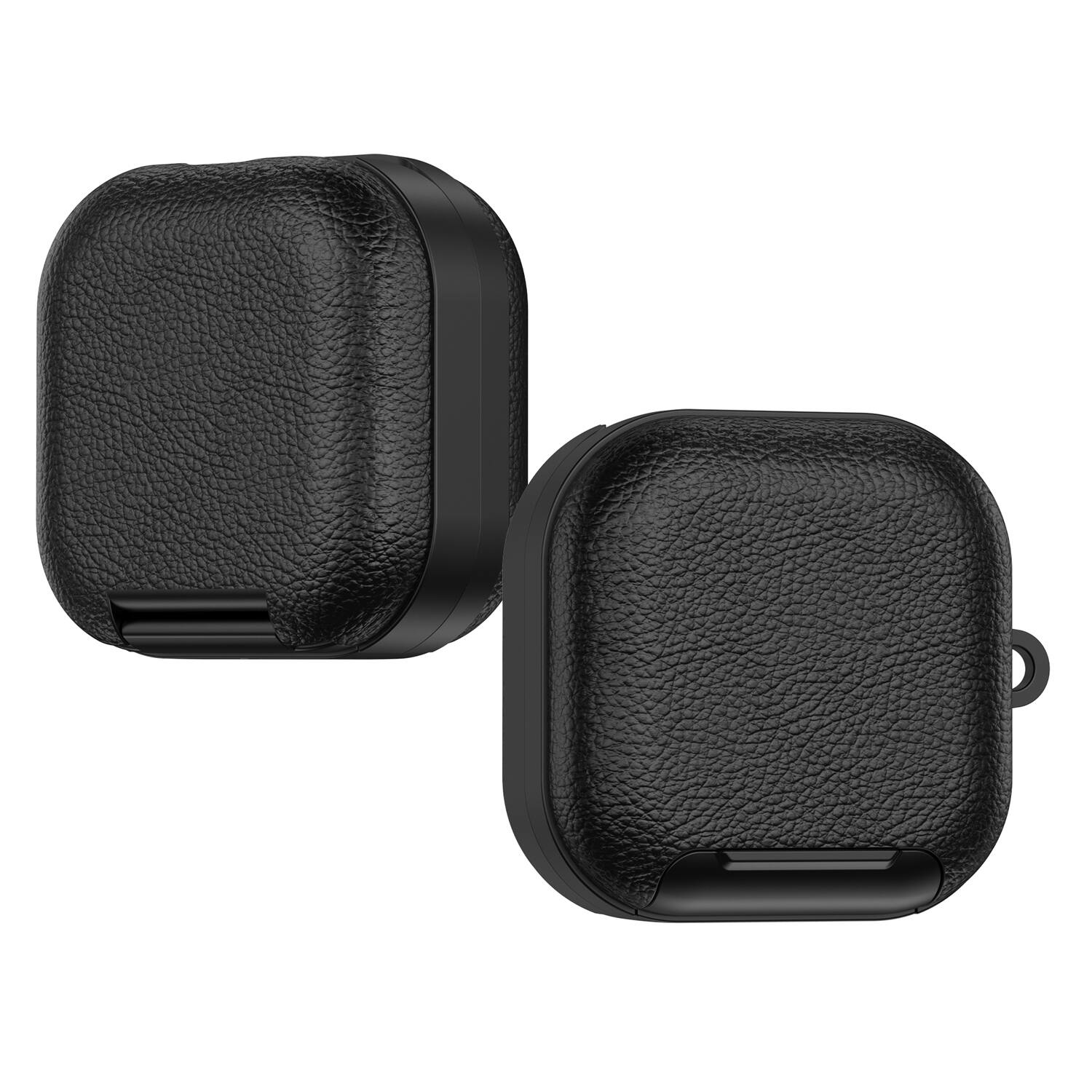 Left. Dteck - Case for Samsung Galaxy Buds 4 / Buds 4 Pro with Phone Holder & Keychain,Leather Texture Earbuds Cover for Man Women - White Black.