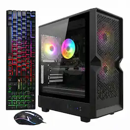 STGAubron - Gaming Desktop PC, Intel Core i5 up to 3.6GHz, Radeon RX 590 8G Graphics, 16GB RAM, 1TB SSD, WiFi 6, WIN11H - Black
