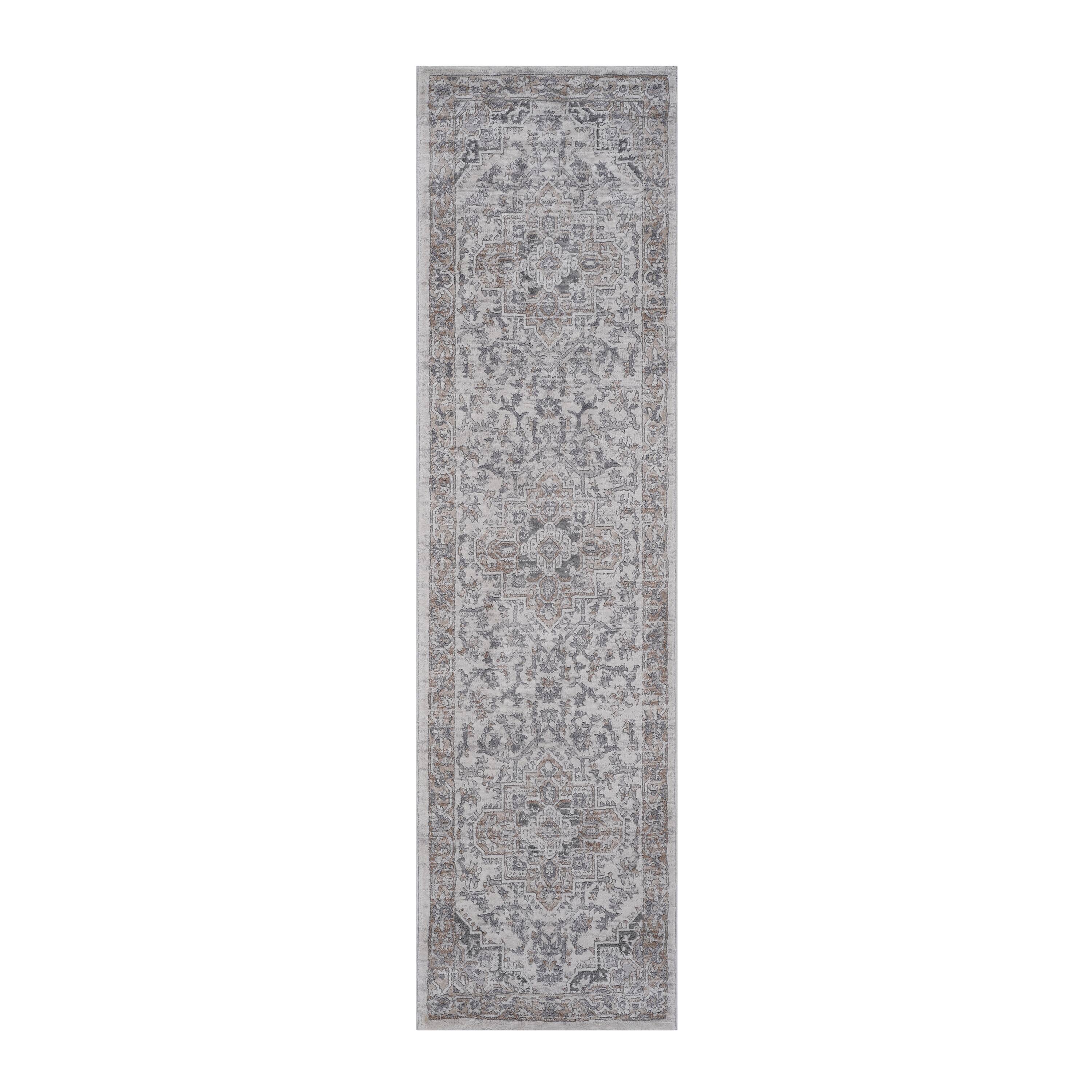 Angle. TinyHomie - Collection 2x8 Ivory Beige Oriental Runner Rug - white.