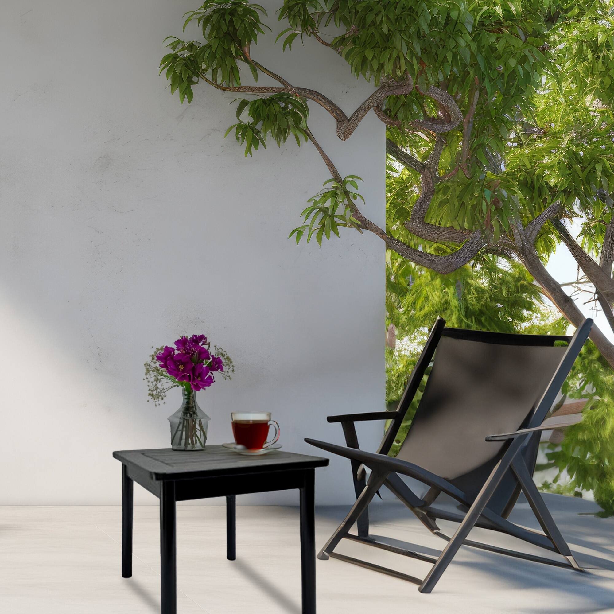 Alt View 5. Jack Post - Jack Post Farmhouse Outdoor Hardwood Square Patio Dining Side End Table, Black - Black.