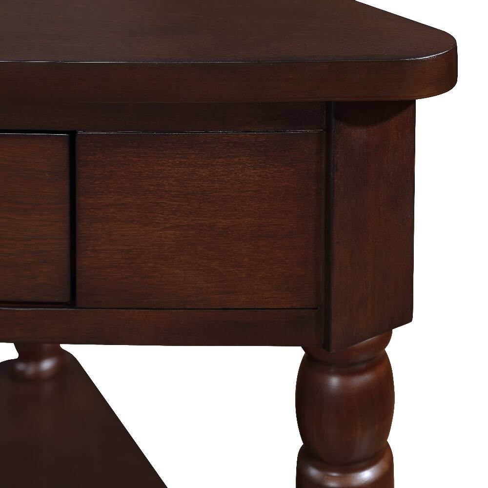 Alt View 3. Loheer - Loheer 33.8 Inch Small Triangle Corner Table 3 Tier Wood Corner Side Table with Solid Wood Legs Light Espresso - Light Espresso.