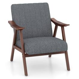 Gymax - Modern Accent Chair Leathaire Leisure Armchair w/ Rubber Wood Frame & Felt Pads Light - Gray