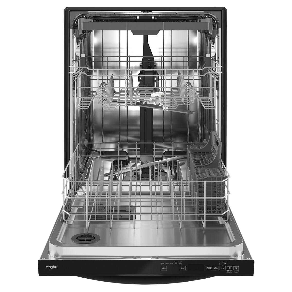 Angle. Whirlpool - Whirlpool - 24” Stainless Steel Dishwasher with AI Intelligent Wash - 47 dBA .- Black - Black.