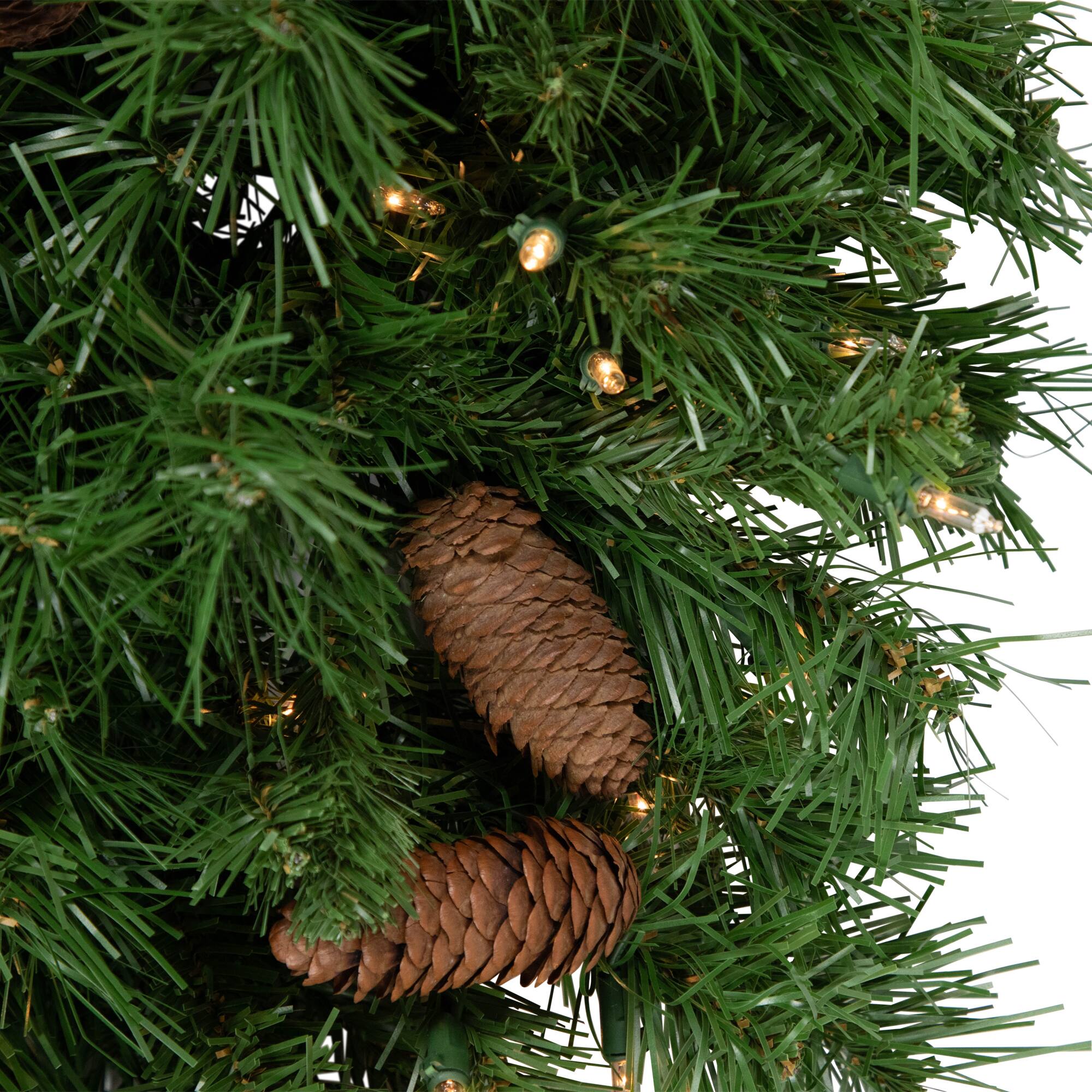 Alt View 5. Northlight - Pre-Lit Dakota Red Pine Artificial Christmas Teardrop Swag - 30" - Clear AlwaysLit Lights - Green.