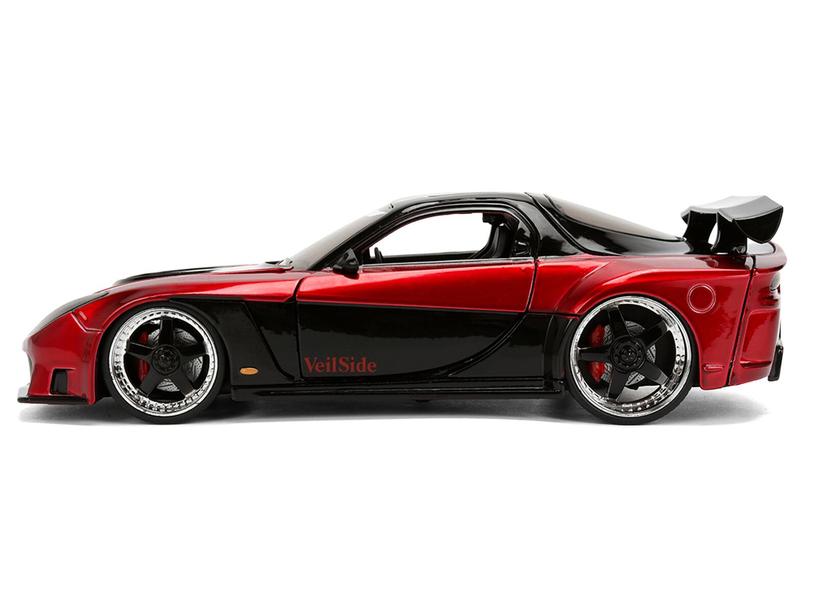 Alt View 2. Jada - 1995 Mazda RX-7 Widebody RHD "VeilSide" Black and Red Metallic "JDM Tuners" Series 1/24 Diecast Model Car by Jada - Multicolor.