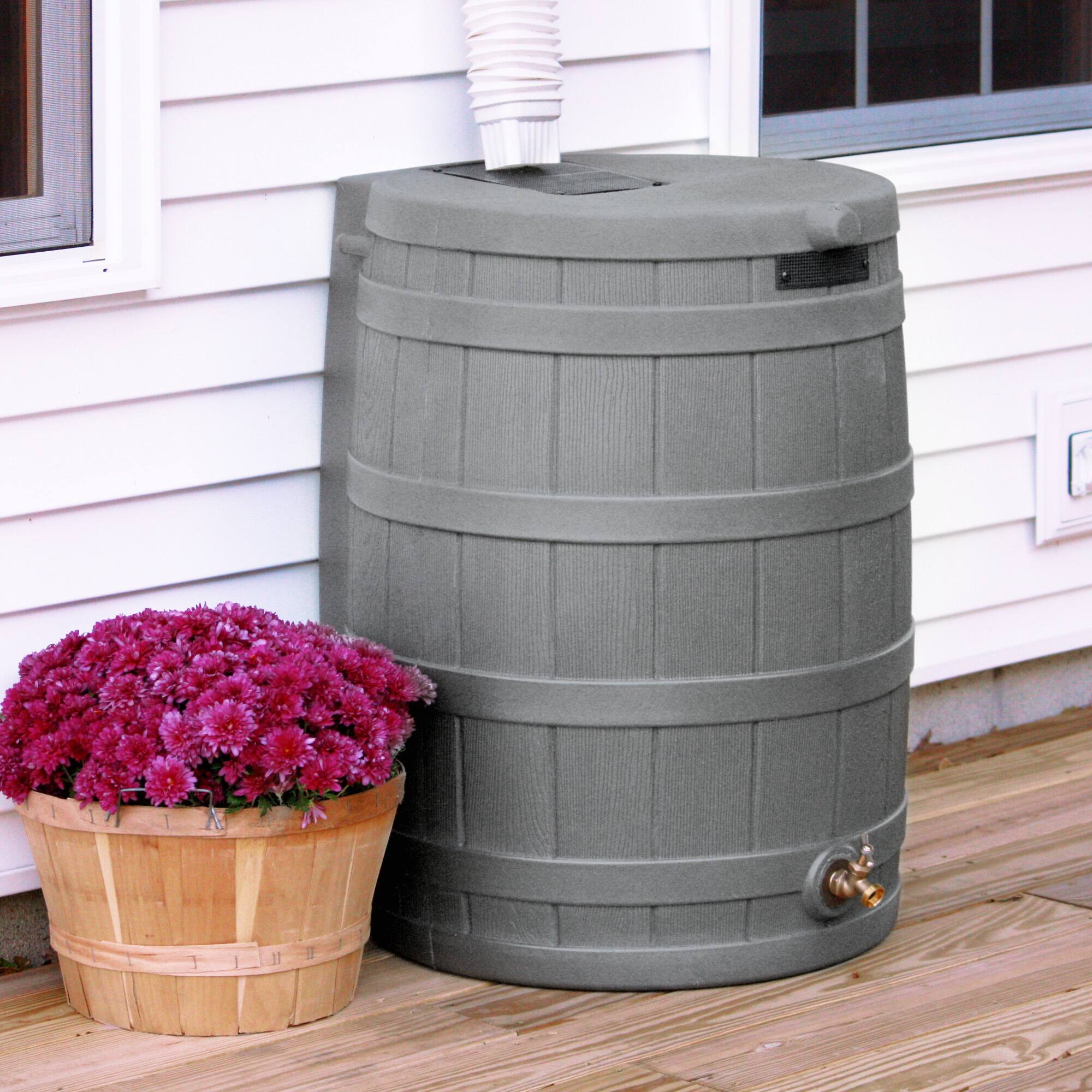Alt View 3. Good Ideas - Good Ideas RW50 Rain Wizard 50 Gallon Plastic Rain Barrel Water Collector, Gray - Gray.