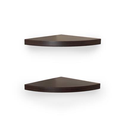 Front. Danya B - Corner Radial Shelves (Set of 2) - Walnut - Brown.