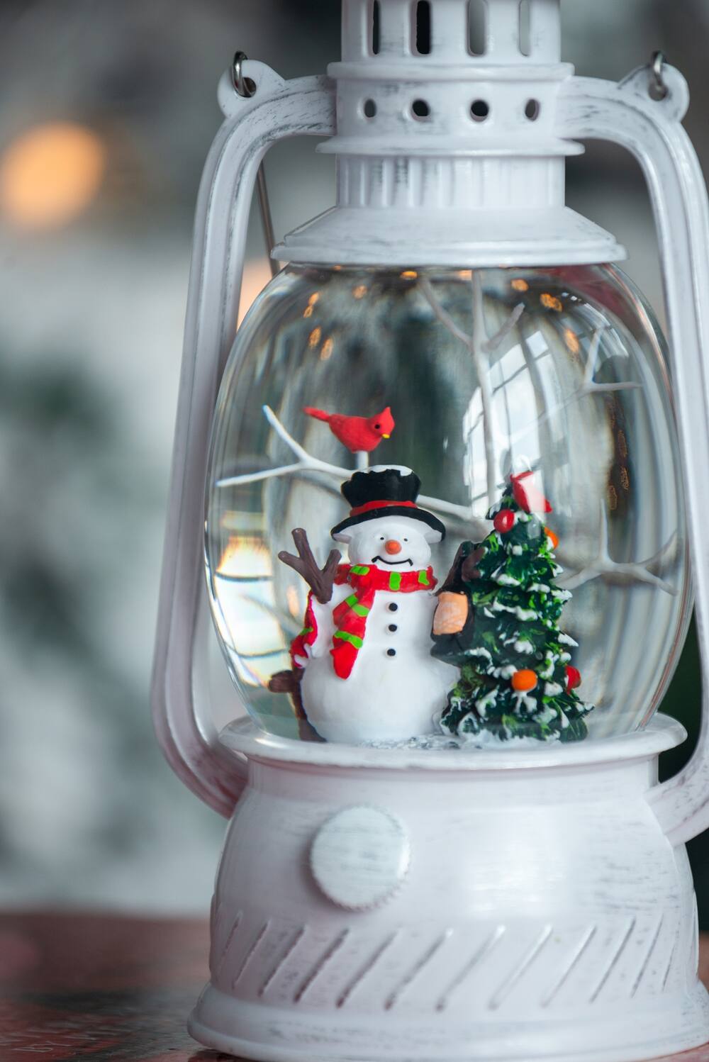 Alt View 5. Dexmalle - Dexmalle-Christmas Plastic/Resin Lantern With Snowman & Tree Led/Water Spinning/6 Hours Timer-White - White.