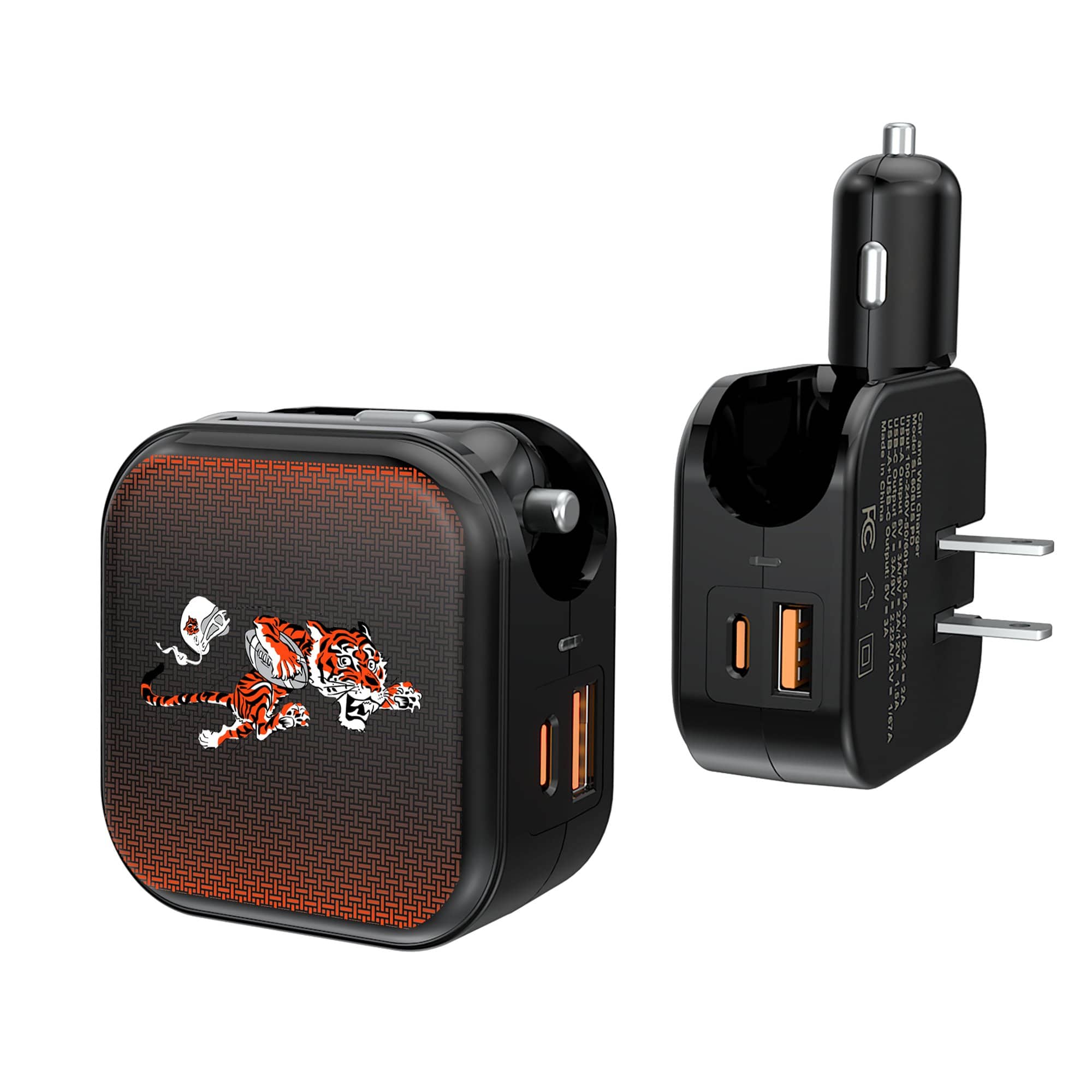Keyscaper - Cincinnati Bengals 2-in-1 USB A/C Charger - Black