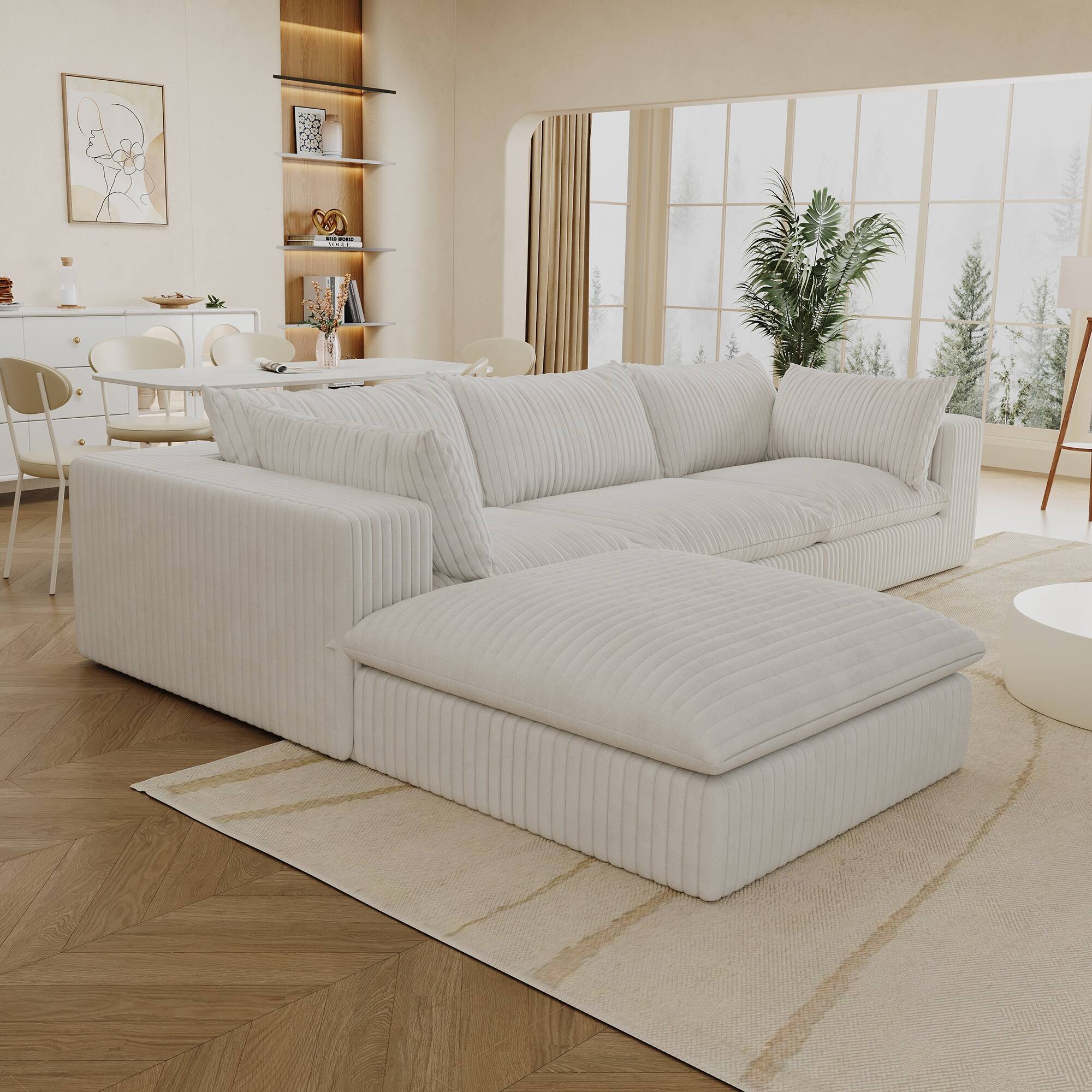 Alt View 5. Boyel Living - White Modular 4 Seat Fabric Sectional Sofa 118.2-in L x 78.8-in W x 24.0-in H - White.