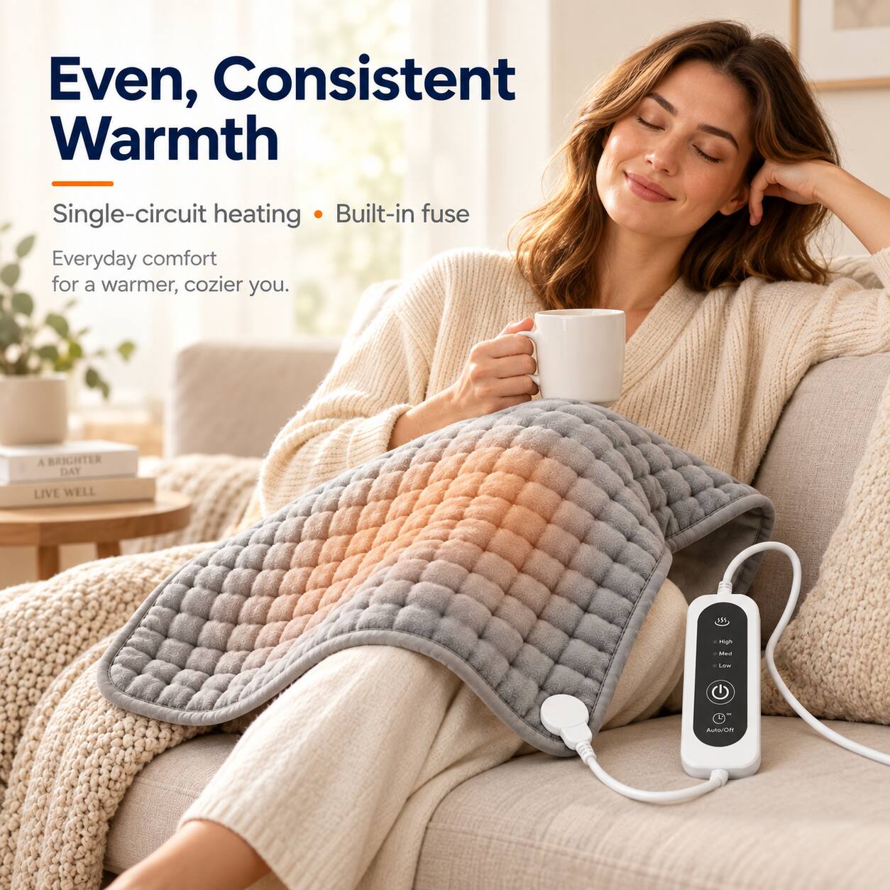 Even, Consistent Warmth  
Single-circuit heating • Built-in fuse  
Everyday comfort for a warmer, cozier you.  

A BRIGHTER DAY LIVE WELL  

High  
Low