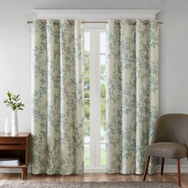 BreeBe - Printed Botanical Blackout Curtain Panel - Aqua