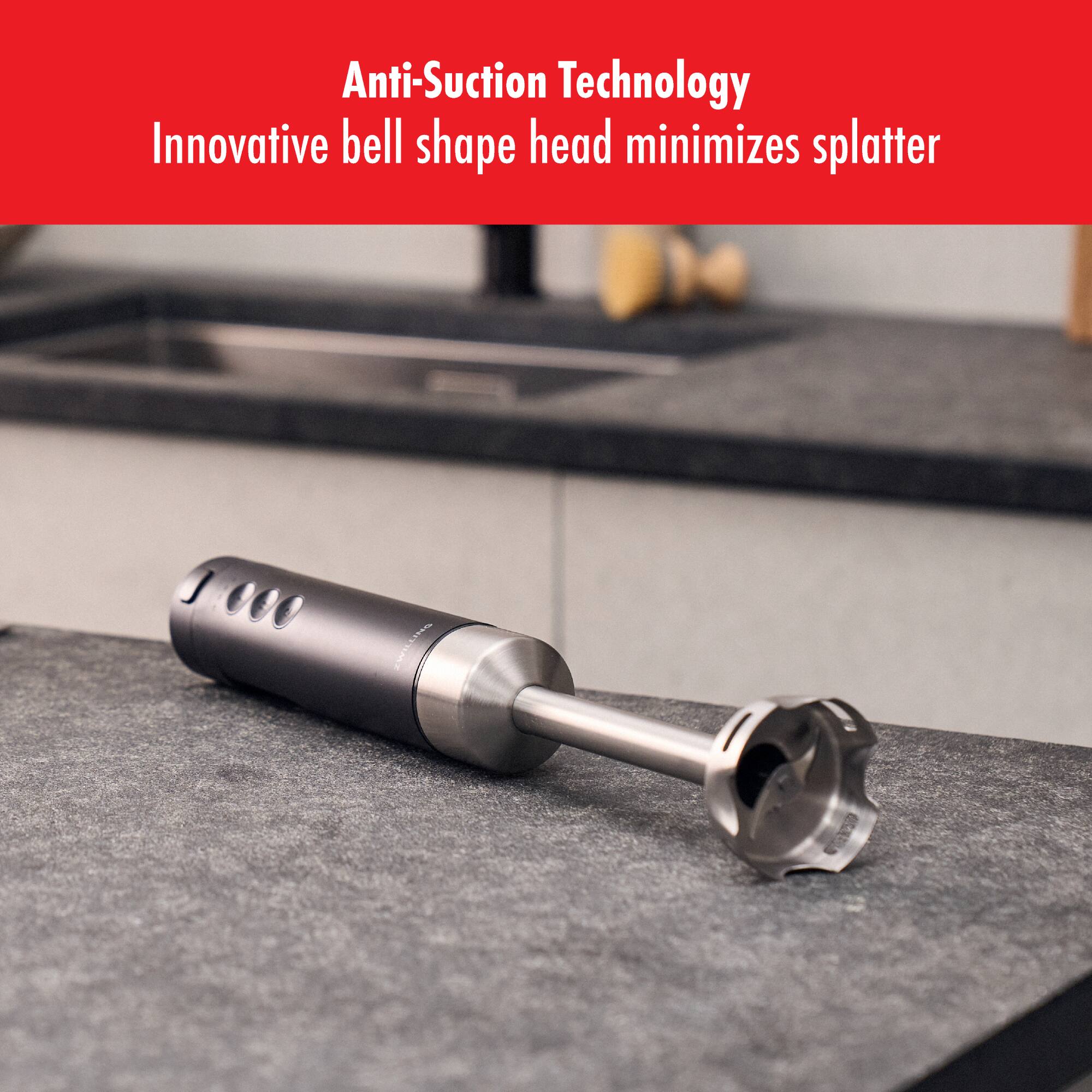 Anti-Suction Technology  
Innovative bell shape head minimizes splatter