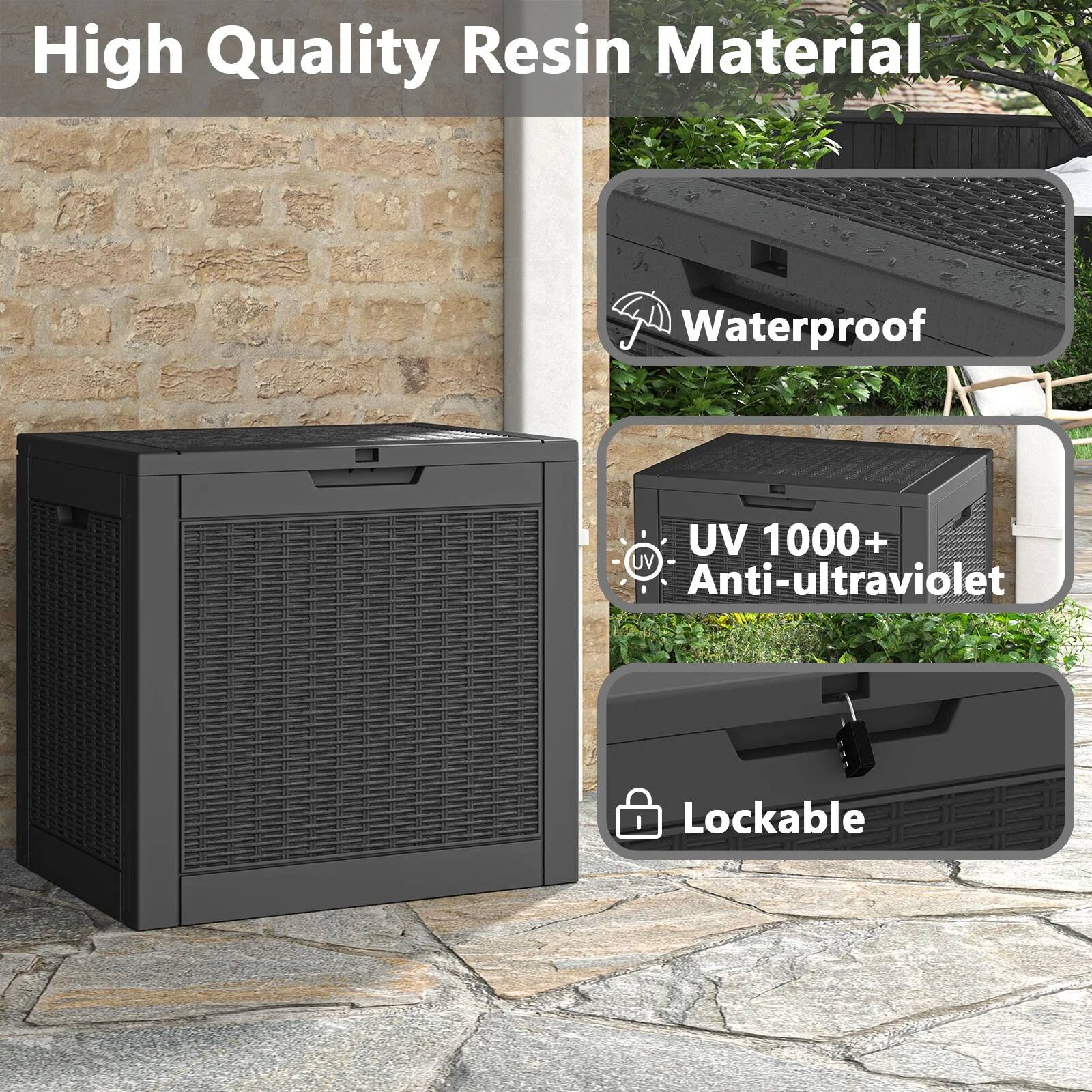 High Quality Resin Material

- Waterproof
- UV 1000+ Anti-ultraviolet
- Lockable