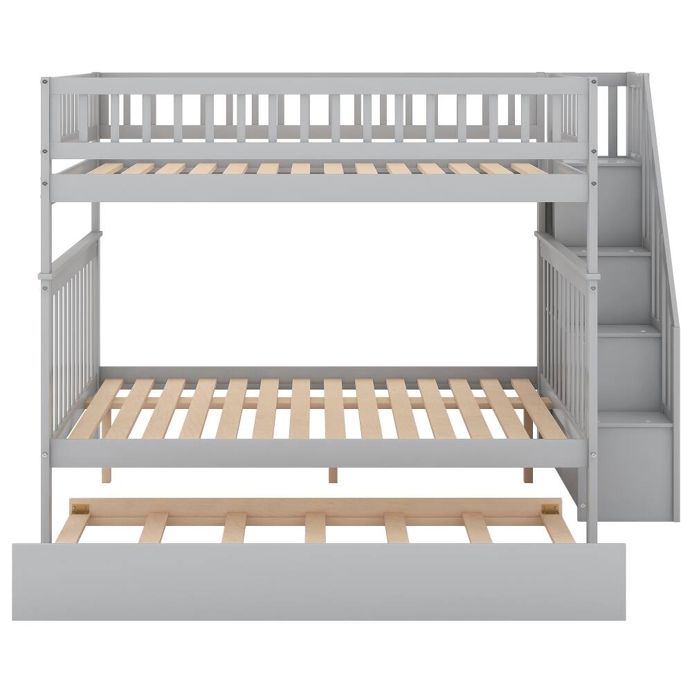 Alt View 10. Loheer - Loheer Full Over Full Bunk Bed with Trundle and Stairs Gray - Gray.