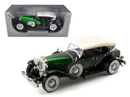 1934 Duesenberg Model J Top 1/18 Diecast Model Car by Signature Models - Black and Green with Cream