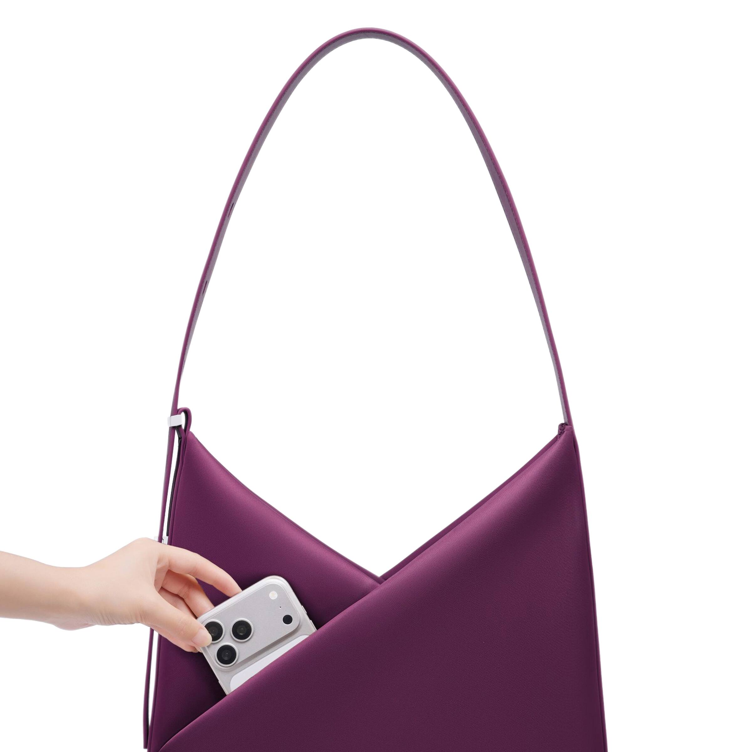 Alt View 9. Lux & Nyx - Lux & Nyx - Origami 16" Laptop Hobo Bag - Convertible Shoulder Bag - Wine.