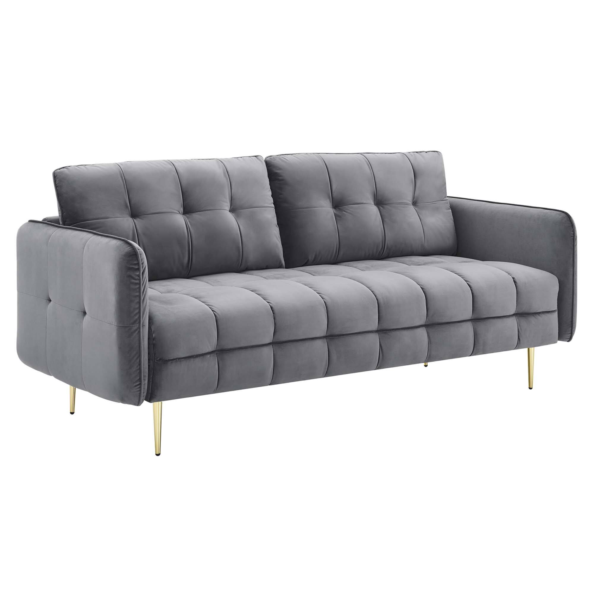 Angle. Modway - Cameron Tufted Performance Velvet Sofa by Modway - Gray.