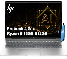 HP - Upgraded - ProBook 4 G1a 16" FHD+ Laptop - ProBook 465 - AI PC - AMD Ryzen 5 230 - 16GB Memory - 512GB SSD - Backlit - Win 11Pro - Silver