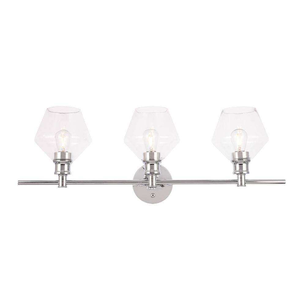 Alt View 10. Living District - Gene 3 light Chrome and Clear glass Wall sconce - Chrome And Clear Glass.