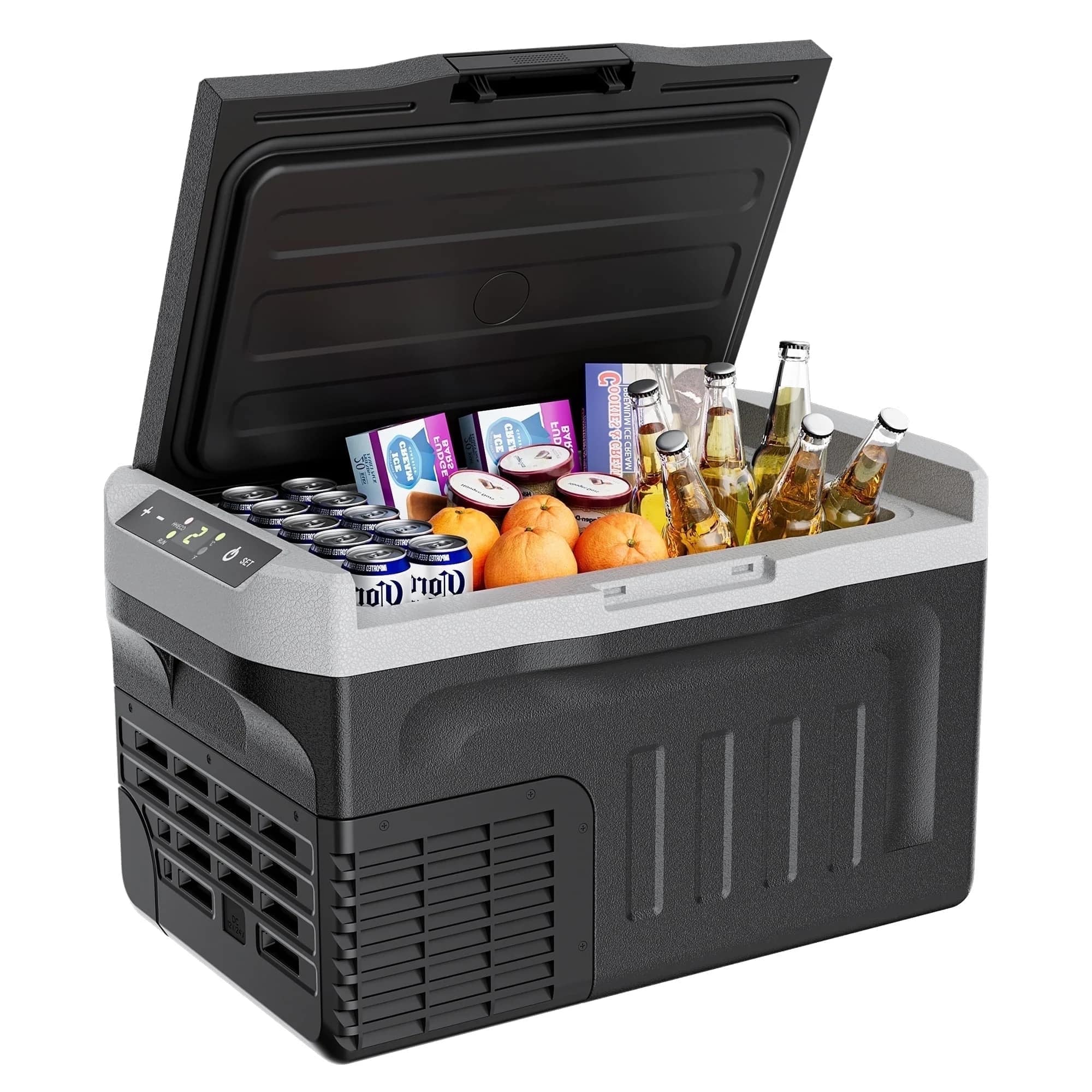 SIMZLIFE - 22 Quart Portable Car Fridge Freezer12 Volt Car Refrigerator, 12/24V DC & 110-240V AC for Truck/RV/SUV, Camping/Travel - Black