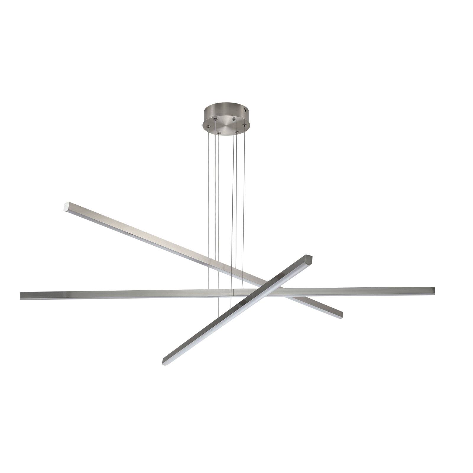 Alt View 6. Tiramisubest - 48" Modern LED Chandelier - Geometric 3-Arm Design, Adjustable Hanging, Sleek Metal Finish - Chrome.