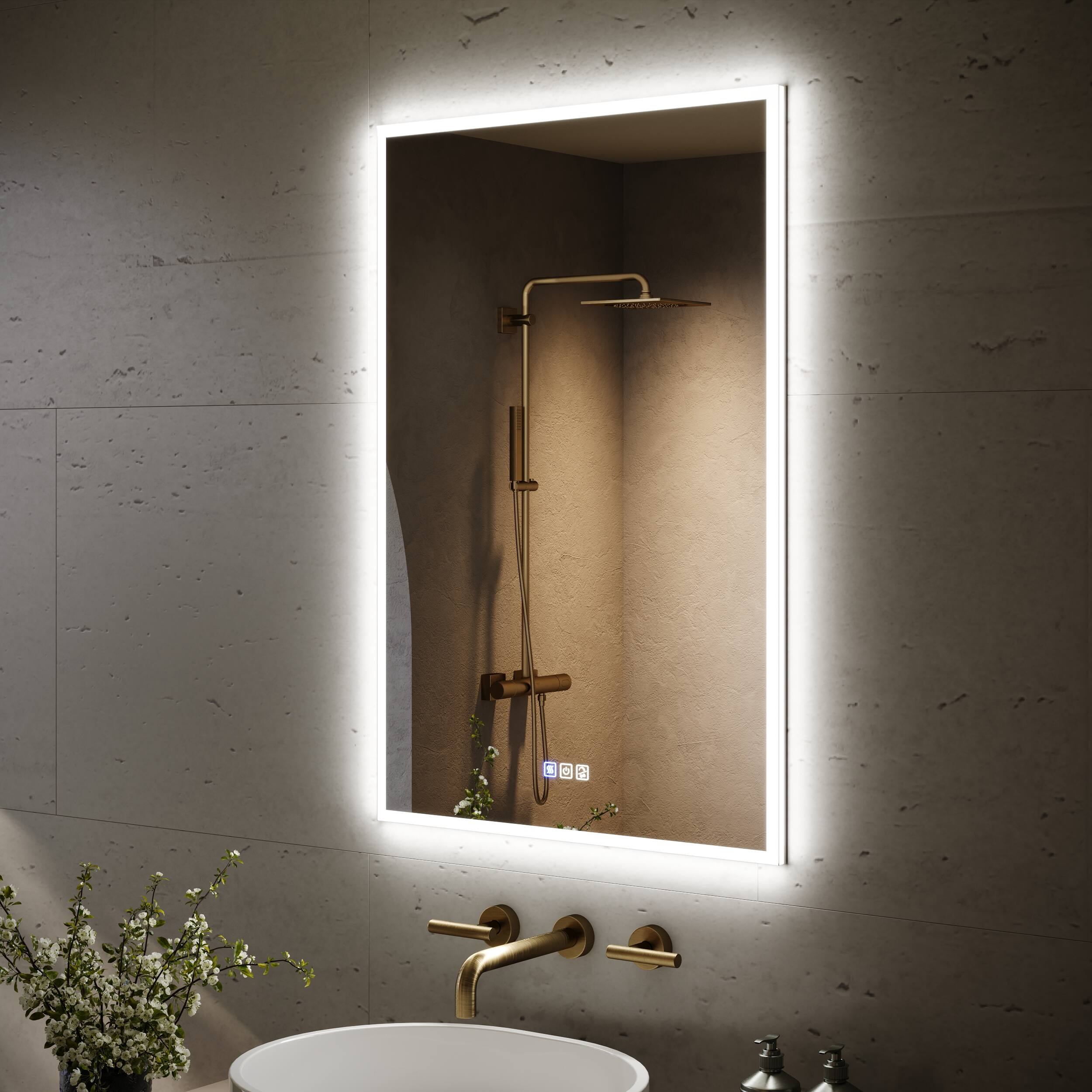 Left. WELLFOR - 24 in. W x 36 in. H Rectangular Recessed/Surface Mount LED Medicine Cabinet with Mirror, 3x Magnifier, USB, Type C, Left - Silver.