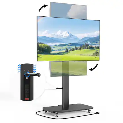 Front. Hanke - Mobile Tv Cart With Wheels.rolling Stand For 26 To Flat Panel Screens Portrait Landscape Height Adjustable ... - BLACK.