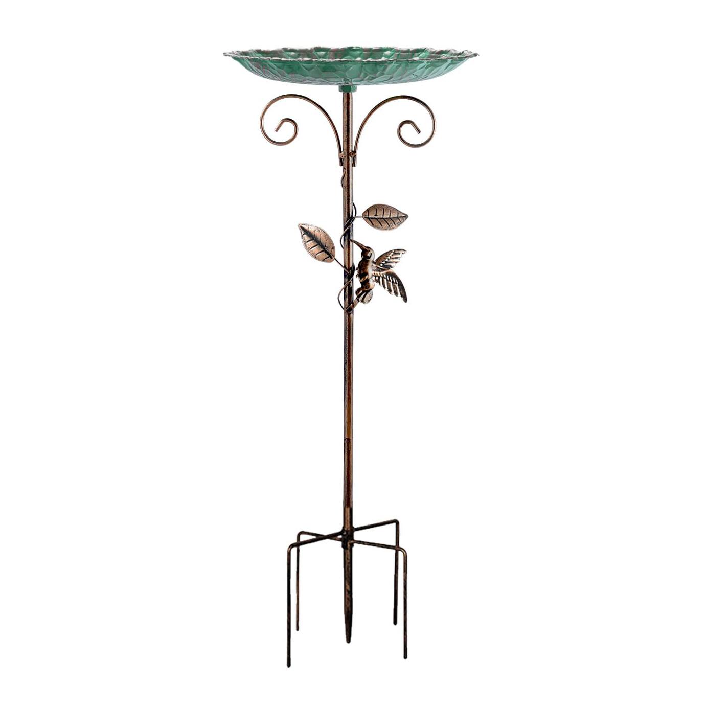 Front. Dazzed Corner - 10" Dia Bowl Bird Baths Feeder Bowl for Outdoors, Vintage Birdbaths Standing for Garden Patio Yard Lawn Decor - Green.