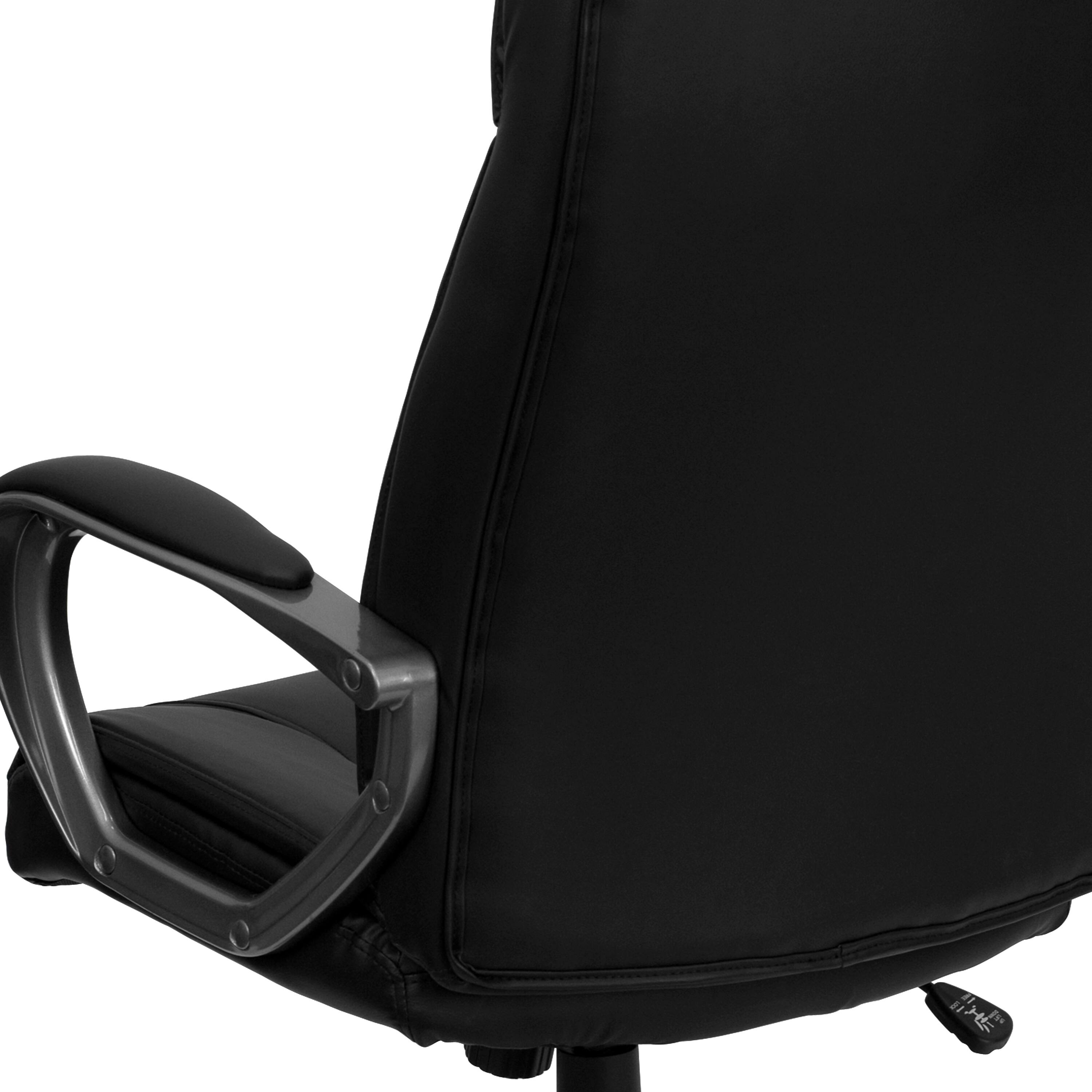 Alt View 9. Emma + Oliver - High Back Leather Executive Swivel Office Chair with Lip Edge Base and Arms - Black.