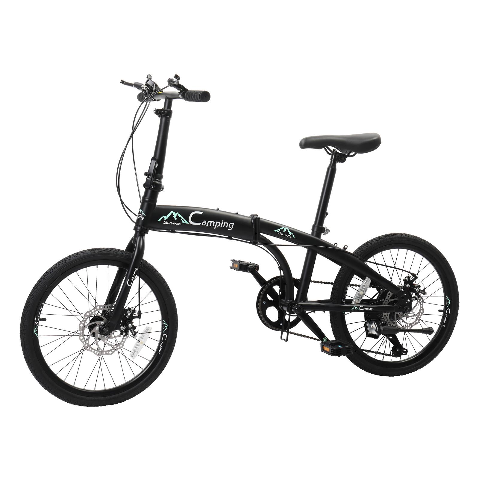 Angle. Winado - 20'' Folding Bike Shimano 7 Speed Foldable Bicycle Road Bike Double Disc Brake - Black.