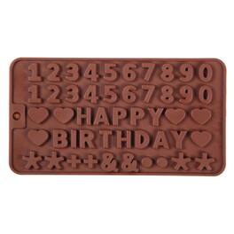 Kitcheniva - Silicone Happy Birthday Chocolate Mold with Hearts, Symbols & Numbers (8.1 x 4.4 Inch)