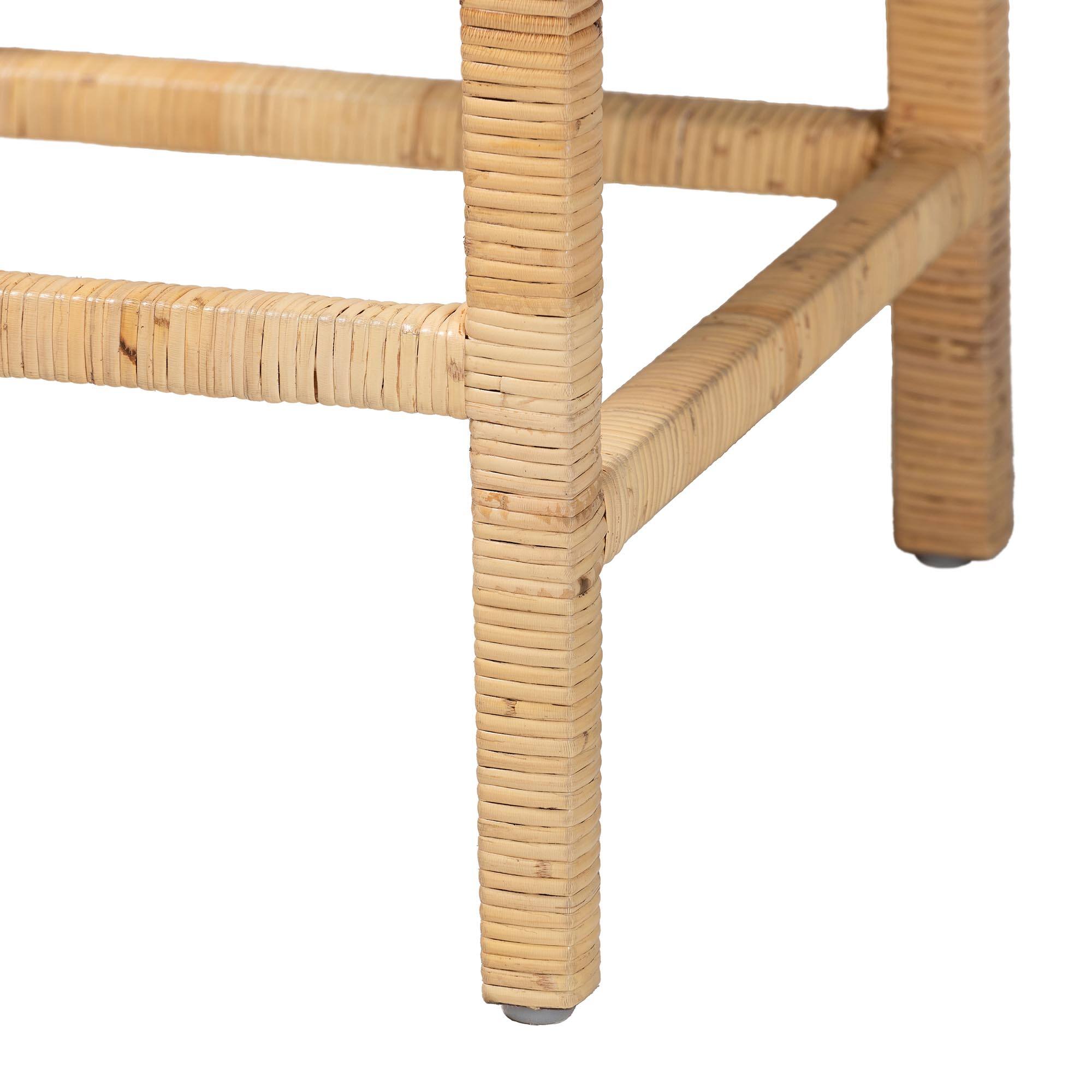 Alt View 2. bali & pari - Sofia Modern and Contemporary Natural Finished Wood and Rattan Counter Stool - Natural.