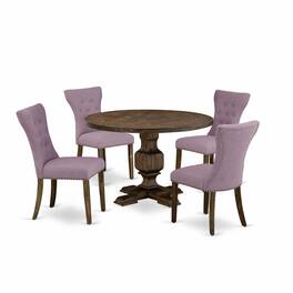 East West Furniture - 5 Piece Dining Room Table Set Includes a Dining Room Table and 4 Dahlia Linen Fabric Dining Room - Multi-Color
