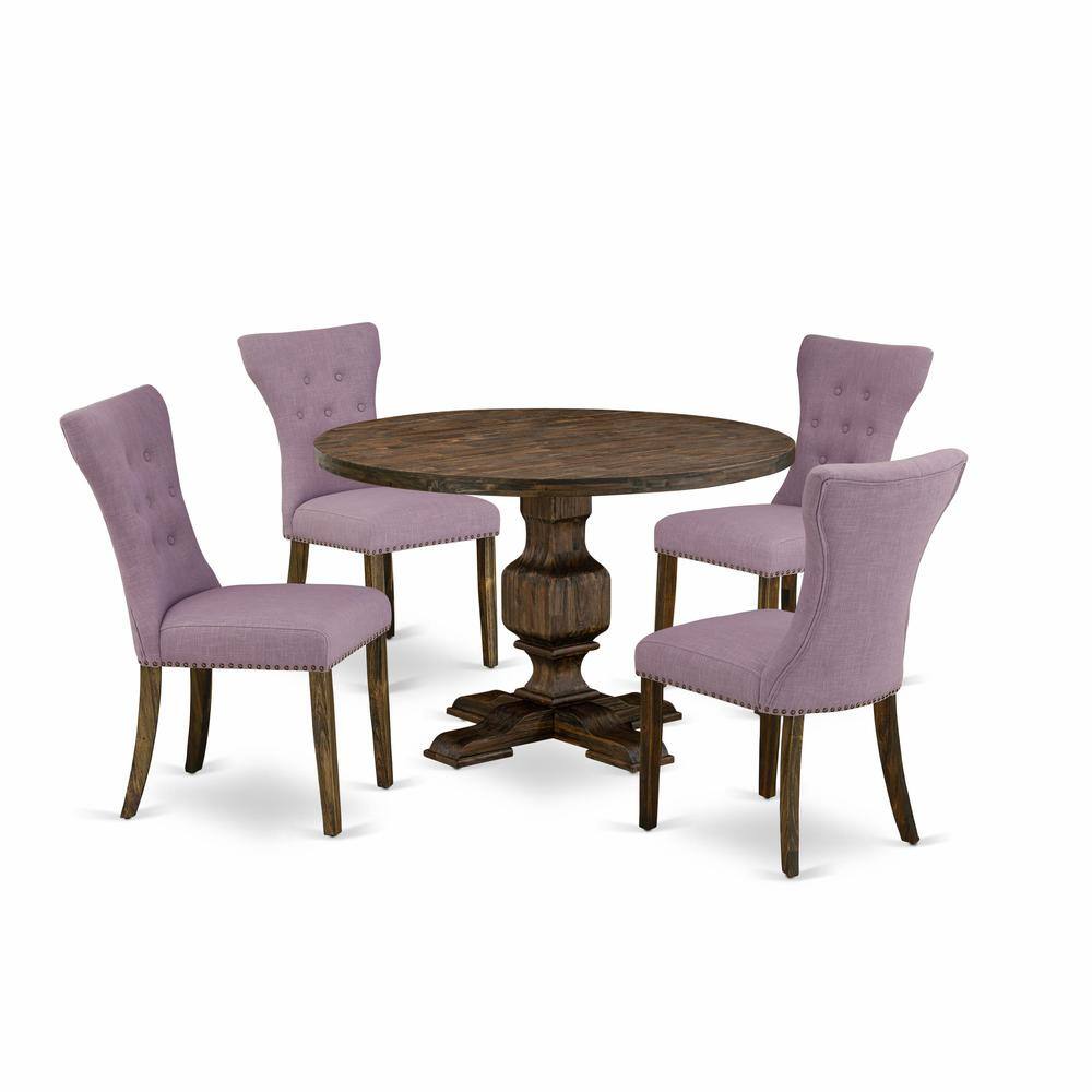 Front. East West Furniture - East West Furniture 5 Piece Dining Room Table Set Includes a Dining Room Table and 4 Dahlia Linen Fabric Dining Room - Multi-Color.