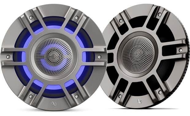 Front. Infinity - Infinity KAPPA8135MAM 8" 3 way Premium Marine Speaker RGB lighting - Titanium Convertible design / component mounting - Black.