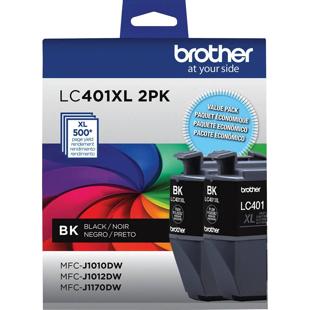 brother at your side LC401XL 2PK XL 500* page yield rendement rendimiento rendimento VALUE PACK PAQUET ECONOMIQUE PAQUETE ECONOMICO PACOTE ECONOMICO BLACK/NOIR NOIR BK NEGRO/PRETO / BK LC401XL PUSH POUSSEZ FEVSE PSSON brother BK LC401XL PUSK POUSSEZ MESCE PN brother brother LC401 HGH TUNA XL ALTO MFC-J1010DW MFC-J1012DW MFC-J1170DW