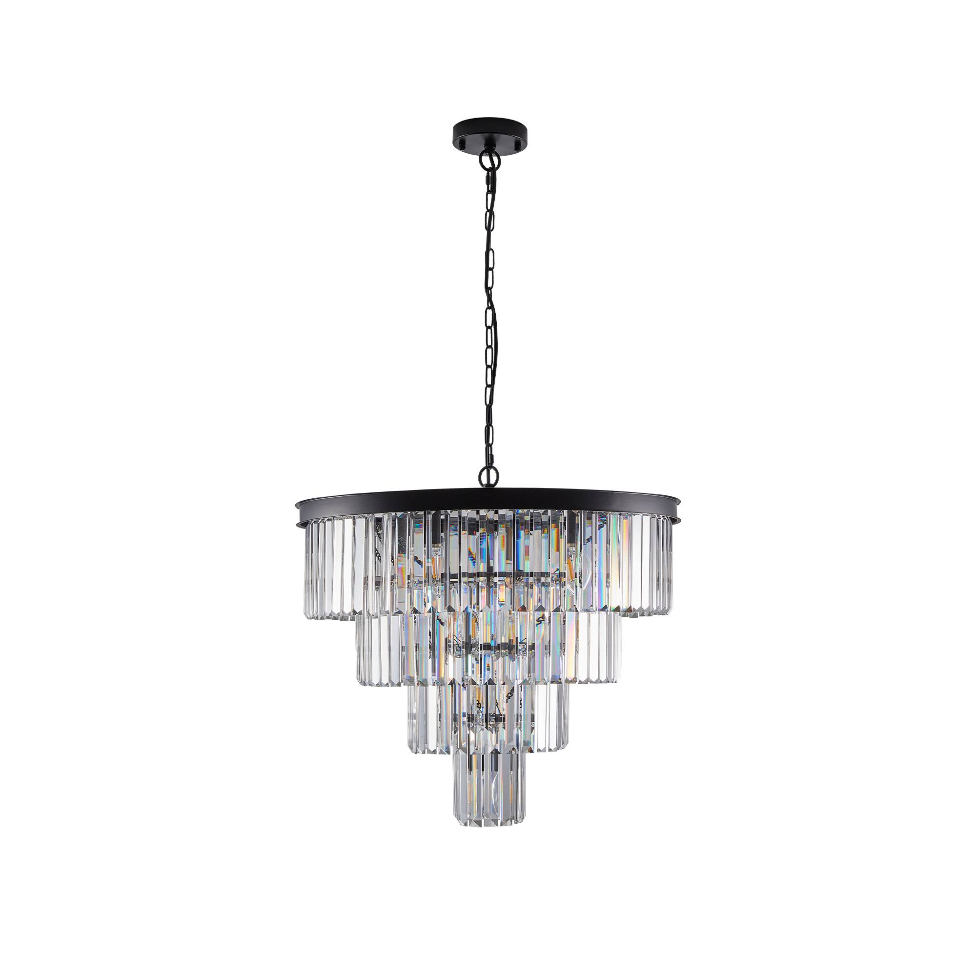 Alt View 6. Tiramisubest - 24" Contemporary Crystal Modern Chandeliers Crystal Ceiling Chandelier 4 Tier Black Chandelier Lighting (No Bulbs) - Black.