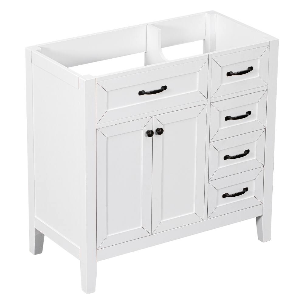 Alt View 7. Loheer - Loheer 36 inch bathroom vanity base only White Freestanding Cabinet with Drawers - White.