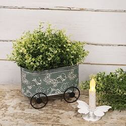 Angle. BreeBe - ^^Distressed Teal Metal Butterfly Cart Planter - Blavk, Grey.